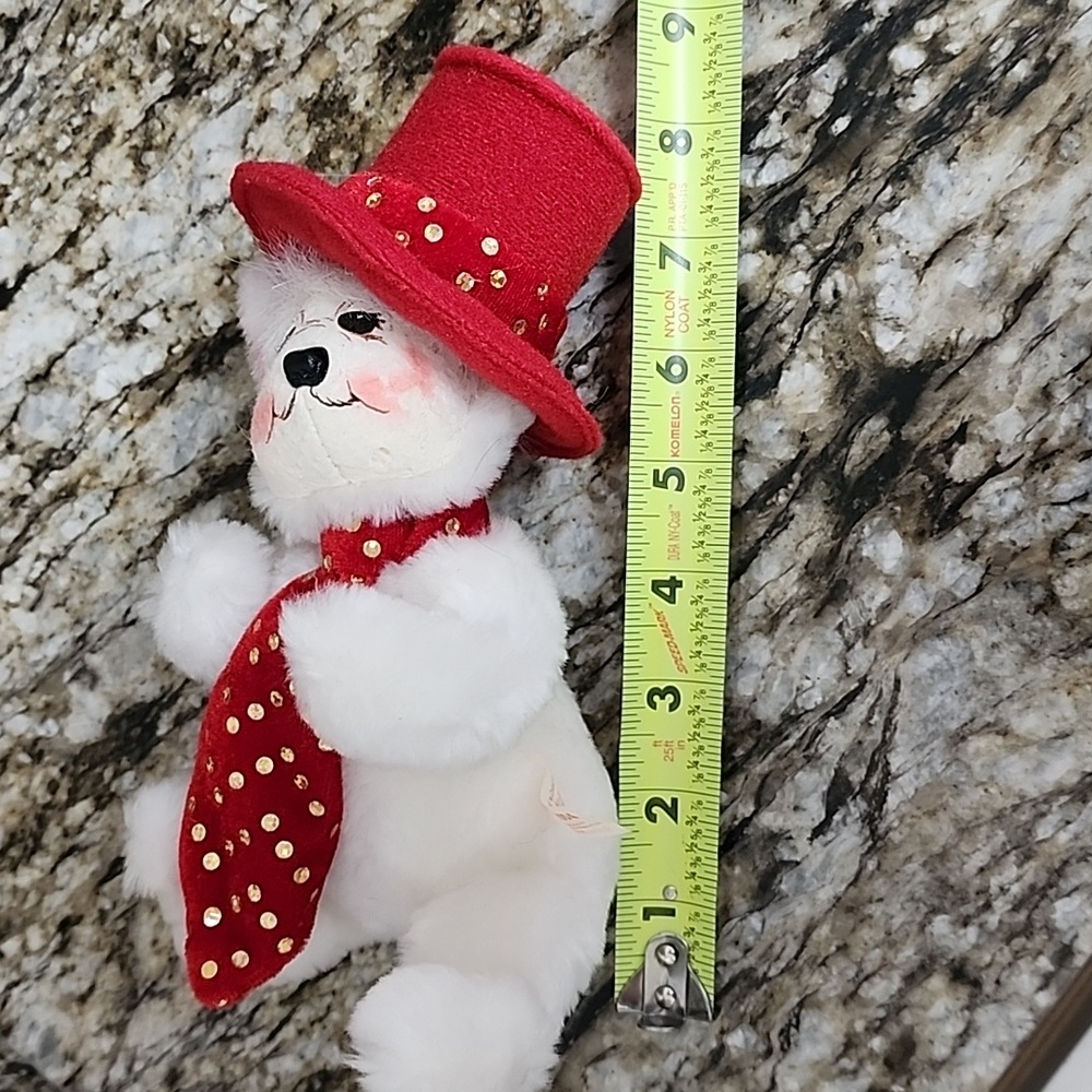Annalee 2004 Valentine Sweatheart Teddy Bear Red Hat Tie 7" - Picture 6 of 8